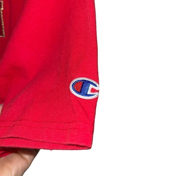 Champion Mens Heritage T Shirt Red Size XL Old English Font Pure Cotton Crewneck - Picture 5 of 7
